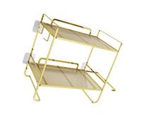 Kelisdi Solución de almacenamiento compacta para baño, estante de hierro de 2 niveles con estantes abiertos y gancho, estante de pared multifunción para baño, no perfora, ahorra espacio de