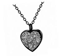 Kelisdi Soporte para cenizas de mascotas con colgante de urna de corazón, collar conmemorativo, diseño que se puede abrir, joyería de cremación para almacenamiento de cenizas, collar conmemorativo