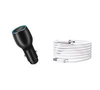Kelisdi Toma de corriente para coche, 12 V, 24 V, 2 en 1, aleación de aluminio, cargador PD65W y QC3.0 USB para encendedor de cigarrillos Mavic3/Avata, color negro