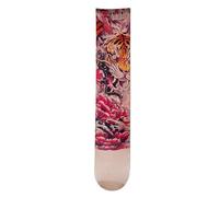 Kelisdi Trendsetting - Calcetines estampados de una sola pierna con coloridos patrones falsos tatuados hasta el muslo, calcetines largos para trajes vanguardistas, calcetines coloridos de manga de