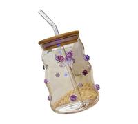 Kelisdi Vaso de cristal multifuncional para varios líquidos, borosilicato con mariposa, grande, apto para microondas