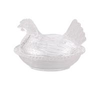 Kelisdi Vasos de cristal para gallina en nido de caramelos con tapa, cuenco retro, decoración de mesa para el hogar, oficina, cocina, cuenco cubierto