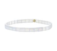 KELITCH Miyuki Tila Pulseras elásticas Pulseras de perlas para mujer hechas a mano Pulseras de playa de colores - Blanco brillante 09A