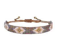 KELITCH Pulsera para Mujeres Anchas Bandas Miyuki Color Arco Iris Multi Patrón Línea de Algodón Nudo de Arrecife para Ajustar Juego de Joyas de Moda