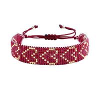 KELITCH Pulseras de la amistad para mujer, pulseras de cuerda de cera hechas a mano, pulseras de perlas multipatrón, Pulsera, Cristal