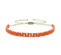 KELITCH Pulseras perlas Tila Glod para mujer Pulseras de la amistad Miyuki de colores para combinar - Naranja 23E