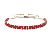 KELITCH Pulseras perlas Tila Glod para mujer Pulseras de la amistad Miyuki de colores para combinar - Rojo 23J