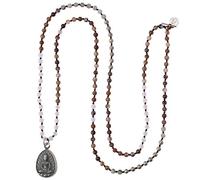 KELITCH Yoga Buda Colgante Collares Y-forma Piedra Natural Collares Pulseras De Declaración Mala Joyería (Café F)