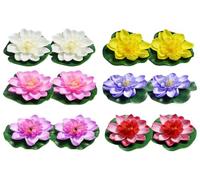 Kellegour 12 Piezas Nenufares Flotantes Artificiales,Lirio Agua Artificial Flotante Estanque,Flotantes Lirio 10cm,Flor de Loto Artificial Pequeña Nenúfares para Estanque de Jardín Piscina Etapa Boda