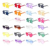 Kellegour 24 Pcs Gafas de Sol con Forma de Corazón,Gafas de Fiesta,Estrellas,Corazón Gafas de Sol Transparentes Color,para Cumpleaños,Aniversarios,Fiestas de Solteros,Hawái,Fiestas