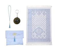 Kellegour Alfombra de Oración Islámica,Alfombra de oración de Viaje Musulmanes,Alfombra de Oración Musulmana con Cuentas de Oración y Paquete y Brújula,para Regalos Islámicos Ramadán,Azul Celeste