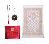 Kellegour Alfombra de Oración Islámica,Alfombra de oración de Viaje Musulmanes,Alfombra de Oración Musulmana con Cuentas de Oración y Paquete y Brújula,para Regalos Islámicos Ramadán,Rojo