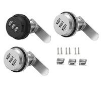 Kellegour Cerradura de Vombinación de Cajón,3 Piezas Combinacion Cam Lock,Cerradura de Buzón de Combinación 20mm,Cerradura de Combinación de 3 Código Digital para Armario Puerta Archivador Buzón