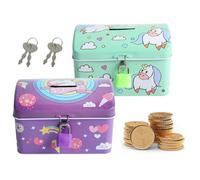 Kellegour Hucha de Metal, 2 pcs Hucha Infantil Metálica con Cerradura y Llave,Pequeña Alhajero Seguro con Cerradura,para Regalos de cumpleaños,Navidad,Año Nuevo,el Día del Niño,Escolares