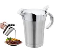 Kellegour Salsera térmica de acero inoxidable, 750 ml, salsa térmica con tapa, jarra de salsa de doble pared de acero inoxidable, elegante jarra de salsa plateada para salsa, crema, mostaza, mayonesa