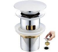 kelleria Desagüe tapon Lavabo Click clack para Lavabo, Válvula Pop up Desplegable con Rebosadero, 1/4" Válvula de desagüe con Tapa de latón para Lavabo, desagüe con Goma Engrosada, Cromado