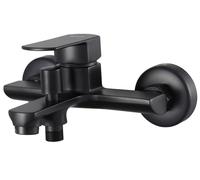Kelleria Grifería para bañera, Monomando grifo mezclador bañera montaje en pared, Grifo de Latón con Interruptor de Presión para Bañera y Ducha, Negro, Salida G1/2