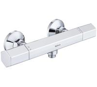 kelleria Grifo de ducha con termostato, grifo mezclador de pared, termostato, termostato de ducha, grifo con botón de seguridad de 38 °C, válvula antiquemaduras, latón, cromo, salida G1/2