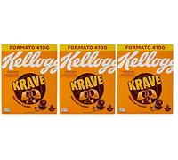 Kellogg's Krave Choco Nut - Paquete de cereales mezclados con relleno de chocolate con sabor a avellana y vitamina añadida, 410 g, paquete de 3 unidades