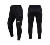 Kelme Pantalones de portero para hombre con protección para niños, pantalones de portero de fútbol juvenil, acolchados, largos, deportivos, Negro y verde., S