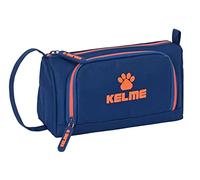 KELME - Portatodo con Bolsillo Desplegable Lleno, Estuche Infantil, Estuche Niño, Ideal para Niños de 5 a 14 Años, Cómodo y Versátil, Calidad y Resistencia, 20x8.5x11 cm, Color Azul marino y naranja
