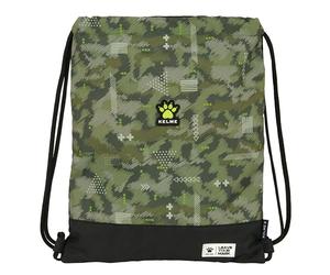 KELME TRAVEL - Mochila Saco Plano Grande, Mochila, Ideal para Niños de Diferentes Edades, Cómoda y Versátil, Calidad y Resistencia, 35x40 cm, Color Verde/Negro