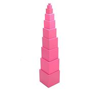 Keloc Juguete Torre Rosa | Madera Rosa instructivo,Juguete matemáticas Madera para niños pequeños, Cubos apilables, Juguetes educativos Aprendizaje, cumpleaños, Día los niños