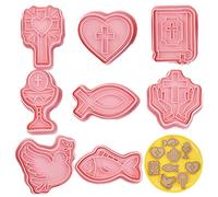 Keloc Molpara comunión | Moldes para cáliz Estilo Cristiano 8 Piezas,Moldes Dibujos Animados Cristianos con la Paz, pez Amor, Forma
