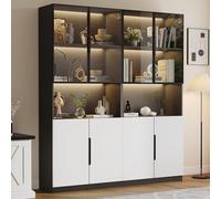 Kelodan Moderna vitrina minimalista de 30 x 160 x 200 cm con puertas de cristal, vitrina con luces LED, estantería para coleccionables, temperatura de color y brillo ajustables.