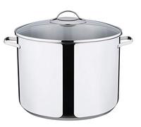 Kelomat, 1834-313 Classic - Cacerola alta con tapa de cristal, diámetro 30 cm, capacidad 15 litros, acero inoxidable, olla de pasta, olla sopa, olla de guiso