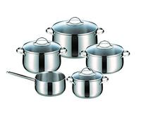 Kelomat, 1907-317 Torrano - Batería de cocina (9 piezas, cacerola de 20 cm, cacerola de 16, 20, 24 cm, cazo de 16 cm, tapa de cristal de 16, 20, 20 y 24 cm)