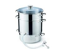 Kelomat, 1984-360, exprimidor a vapor, cesta de fruta 10 litros, recipiente de zumo 3 litros, recipiente de agua 5,2, 40 x 33 x 33 cm, peso 4,5 KG, acero inoxidable 18/10, olla de inducción