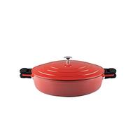 Kelomat, 3547-385 - Cazuela de cerámica roja, 32 cm de diámetro, 68,5 x 36,5 x 22 cm, inducción, aluminio fundido, base de acero térmico, para horno y cocina
