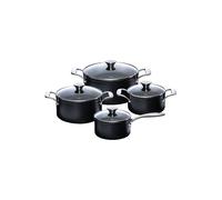 KELOMAT Juego de ollas de 8 piezas. Cerámica antiadherente negro