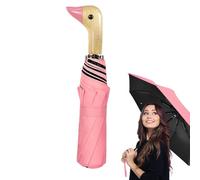 keloppasit Paraguas de pato, 94 cm, 8 varillas, bonito paraguas de cabeza de pato, resistente a la lluvia, paraguas de viaje, con mango de madera, para niñas, adultos, estudiantes, viajes, rosa, Refer