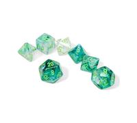 Kelp Borealis - Dados luminarios con números verdes claros, 16 mm, juego de 7 Chessex