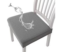 KELUINA Fundas de Asiento de Silla Impermeables Jacquard de celosía elástica para Comedor 1/2/4/6 Uds Fundas para sillas de Cocina (Gris Claro,2 Pcs)
