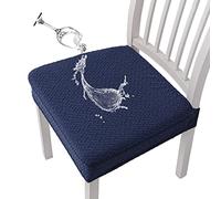 KELUINA Fundas de Asiento de Silla Impermeables Jacquard de celosía elástica para Comedor 1/2/4/6 Uds Fundas para sillas de Cocina (Marine,2 Pcs)