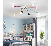 KeLuKes Lámpara de Techo Infantil Multicolor 8 Luces, Diseño Sputnik Moderno 77cm, Plafón E14 Creativo para Habitación Niños, Bebé, Sala de Juegos y Dormitorio Juvenil (Sin Bombillas)