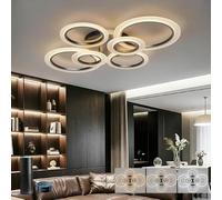 KeLuKes Lámpara de Techo LED Inteligente 6 Anillos, Plafón Moderno Regulable 72W 6000LM (3000K-6500K), Compatible con Alexa, Luz Inteligente con Mando para Salón y Dormitorio, 88cm,Negro,