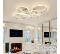 KeLuKes Lámpara de Techo LED Inteligente 6 Anillos, Plafón Moderno Regulable 72W 6000LM (3000K-6500K), Compatible con Alexa, Luz Inteligente con Mando para Salón y Dormitorio, 88cm, Blanco