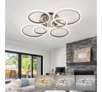 KeLuKes Lámpara de Techo y Mando a Distancia, 80cm Lamparas de Techo Moderno Diseño, 60w Luces de Techo Anillo, Iluminación de Techo LED Regulable Para Dormitorio Salon, Negro