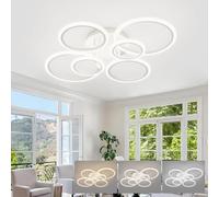 KeLuKes Lámpara de Techo y Mando a Distancia, 80cm Lamparas de Techo Moderno Diseño, 60w Luces de Techo Anillo, Iluminación de Techo LED Regulable Para Dormitorio Salon, Blanco
