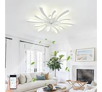 KeLuKes Lampara Ventilador Techo Blanco, 78cm Ventilador de Techo con Luz Dormitorio, Motor Dc, Temporizador Silencioso Regulable 6 Velocidades Lamparas con Ventilador para Sala de Estar