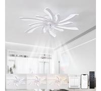 KeLuKes Ventilador Techo con Luz y Mando a Distancia Design 78cm Lampara Techo Ventilador Led Silencioso Dc Temporizador de 6 Velocidades Regulable Reversible para Dormitorio Cocina,Blanco