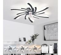 KeLuKes Ventilador Techo con Luz y Mando a Distancia Design 78cm Lampara Techo Ventilador Led Silencioso Dc Temporizador de 6 Velocidades Regulable Reversible para Dormitorio Cocina,Negro