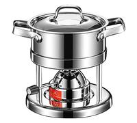 KELUNIS Bandeja de Horno de Acero Inoxidable, Fiesta de autoservicio Circular, Calentador de Alimentos con Tapa y Estante de Combustible para la Cena de autoservicio de Fiesta de Cocina