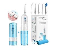 KELUNIS Flosser De Agua Inalámbrico, Portátil Recargable Irrigador Oral con 4 Modos 5 Puntas De Chorro, Limpiador De Dientes para El Cuidado De Viajes, Aparatos Ortopédicos Y Puentes