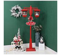 KELUNIS Lámpara De Nieve De Navidad Farola con Luz Doble De Santa/Muñeco De Nieve & 25 Melodías Navideñas Decoración Navideña Al Aire Libre,Rojo