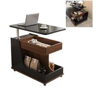 KELUNIS Mesa de Centro Elevable con Ruedas, Mesa de Café de Madera Maciza con Almacenamiento, Mueble Multifuncional para Sala de Estar, Dormitorio, Espacios Pequeños,Negro
